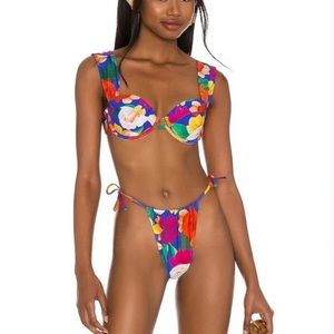 We Wore What Sapphire Multi Abstract Floral Swimsuit